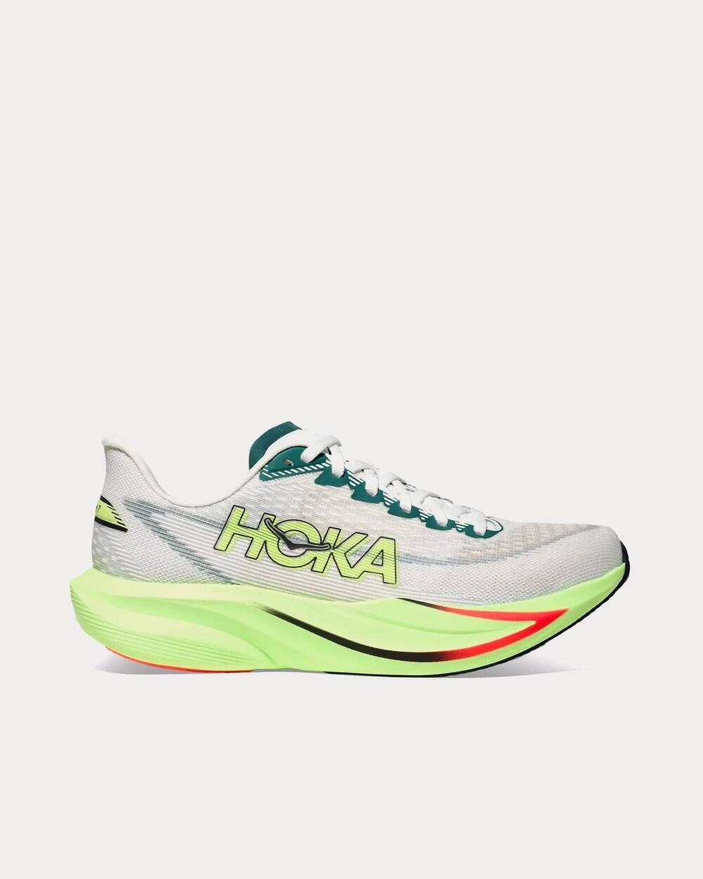 NEW HOKA women's mach 7 running shoes in frost/ neon yuzu